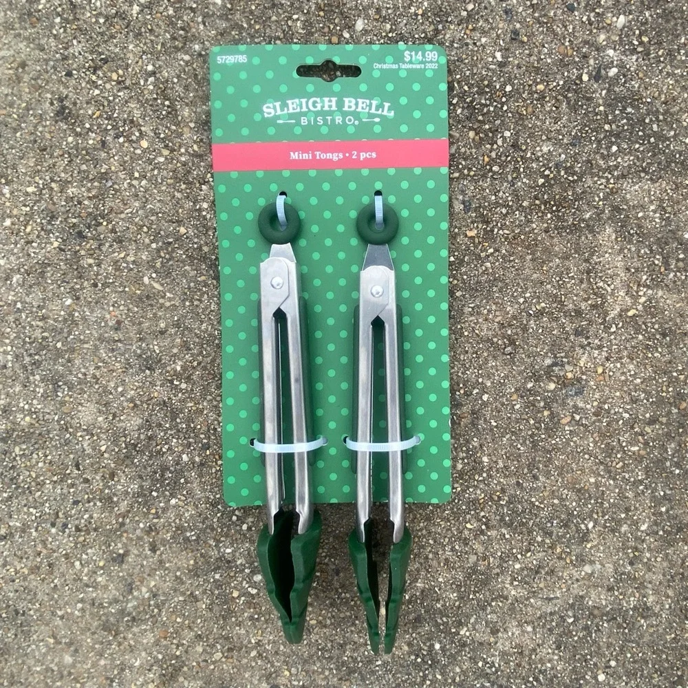 Crate&Barrel Roll & Cut Cookie Cutter AND Sleigh Bell Bistro Mini Tongs NWT